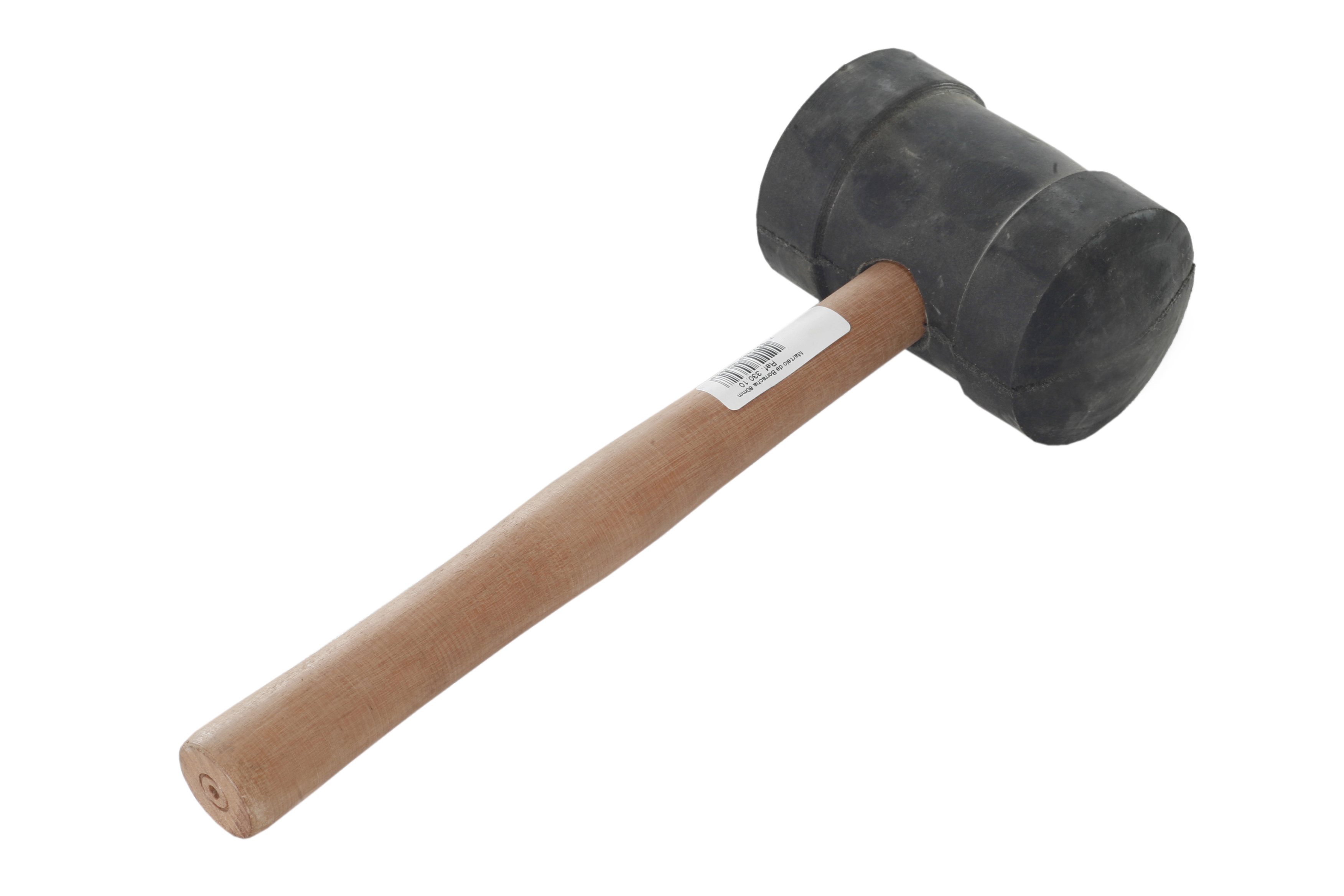 Martelo Borracha 80mm Pt Cabo Madeira