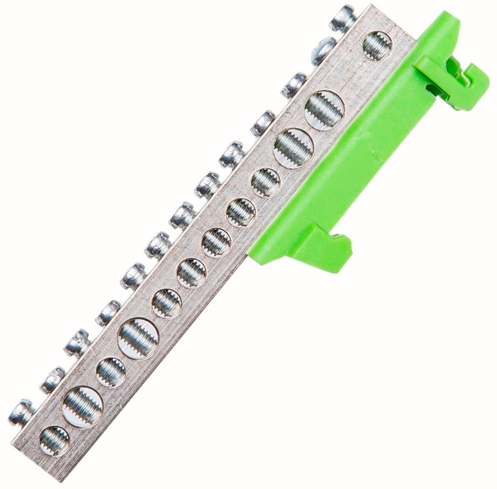 Barramento Terra 12 Furos 16mm C/Sup Vd