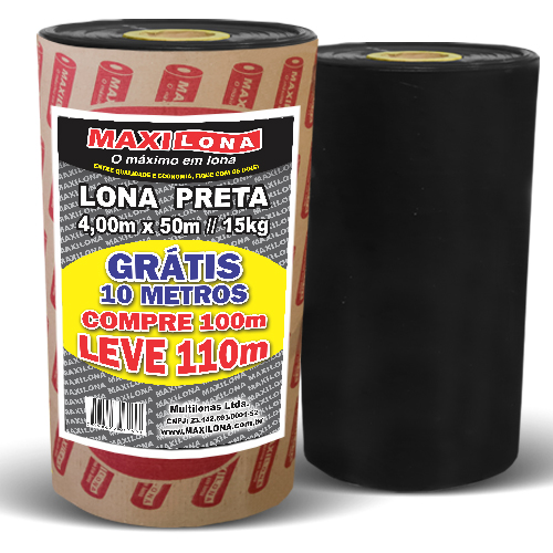 Lona Preta 4x50mt 15kg + 10mt Gratis