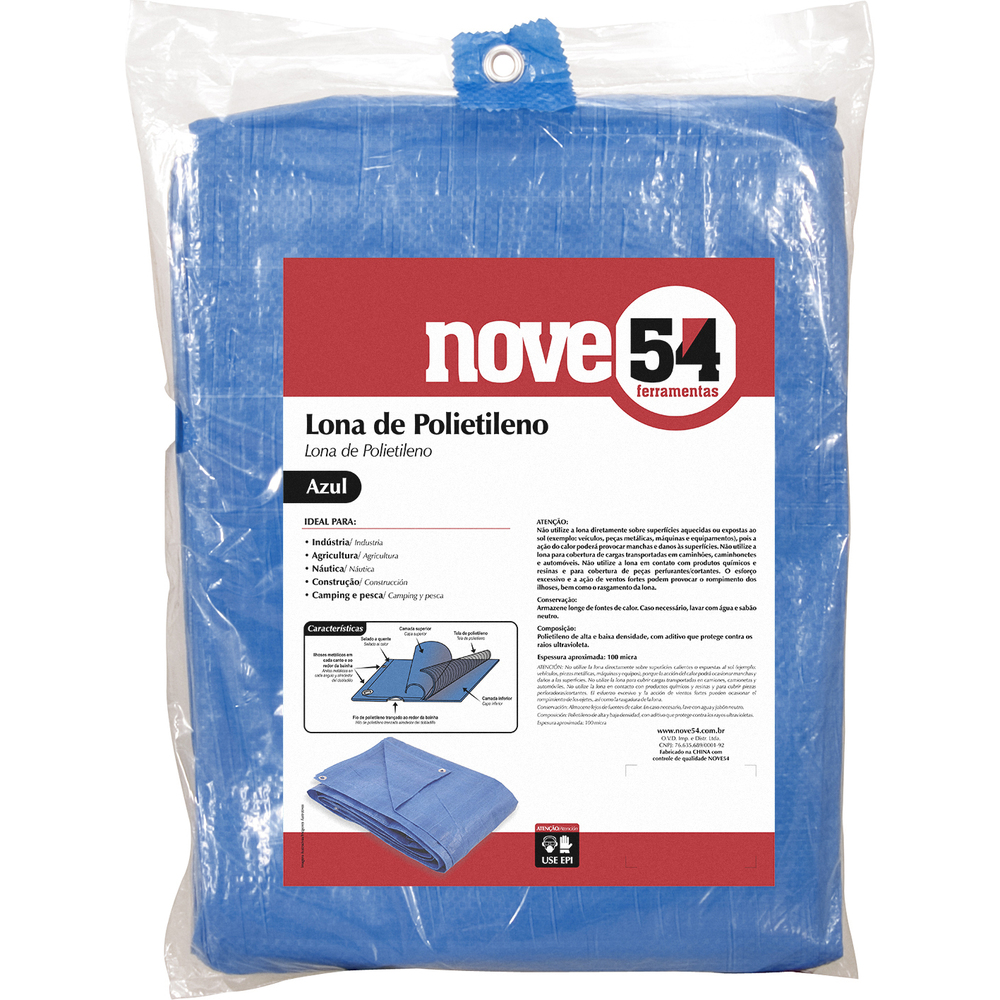Lona Azul  6x6mt 3,85kg Polietileno
