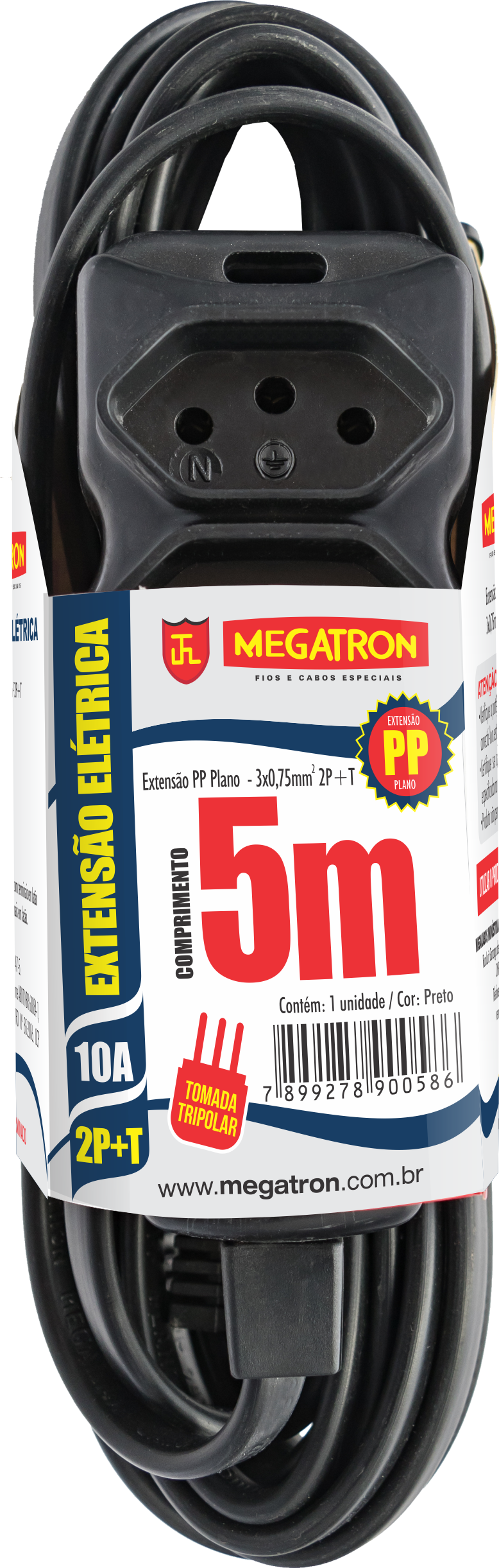 Extensao Pp Chato 2p+T  5m Pt