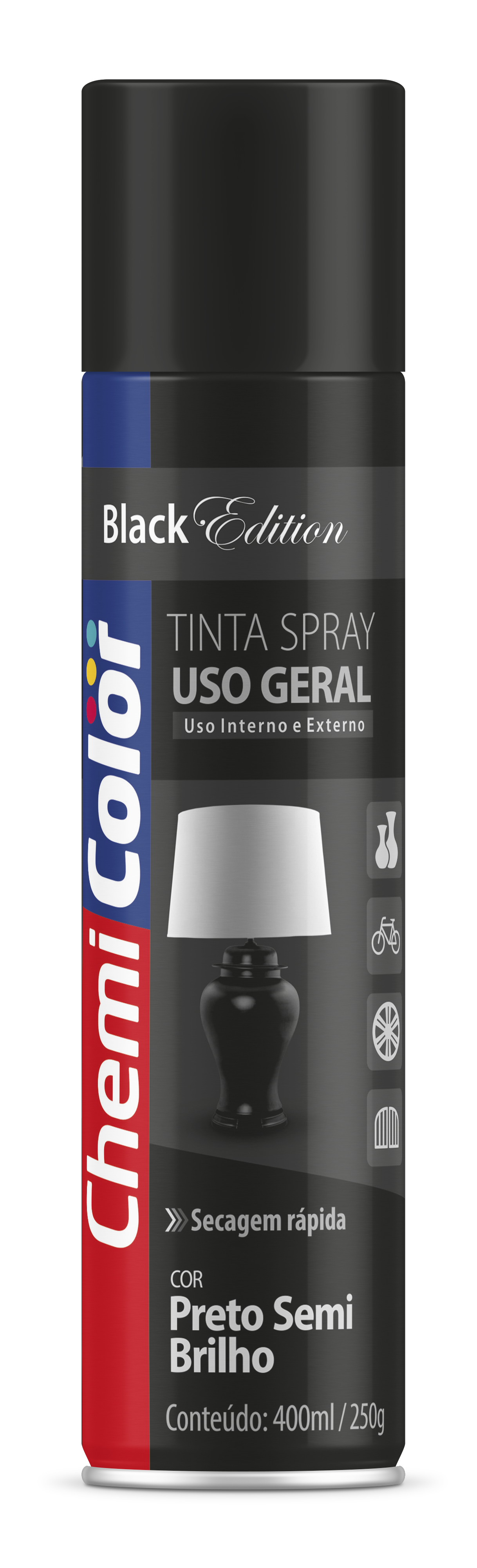 Tinta Spray U.G Preto Sb 400ml 250gr