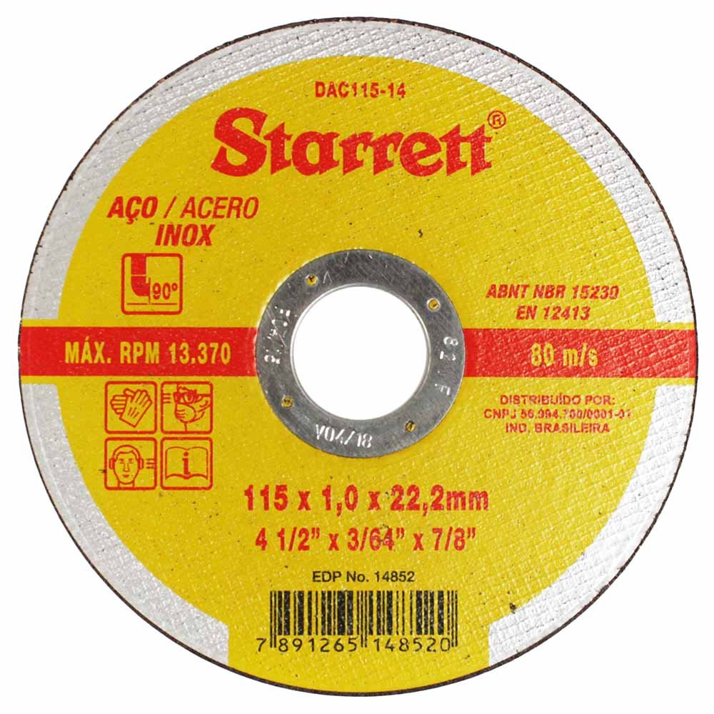 Disco De Corte  4.1/2x3/64x7/8” Inox