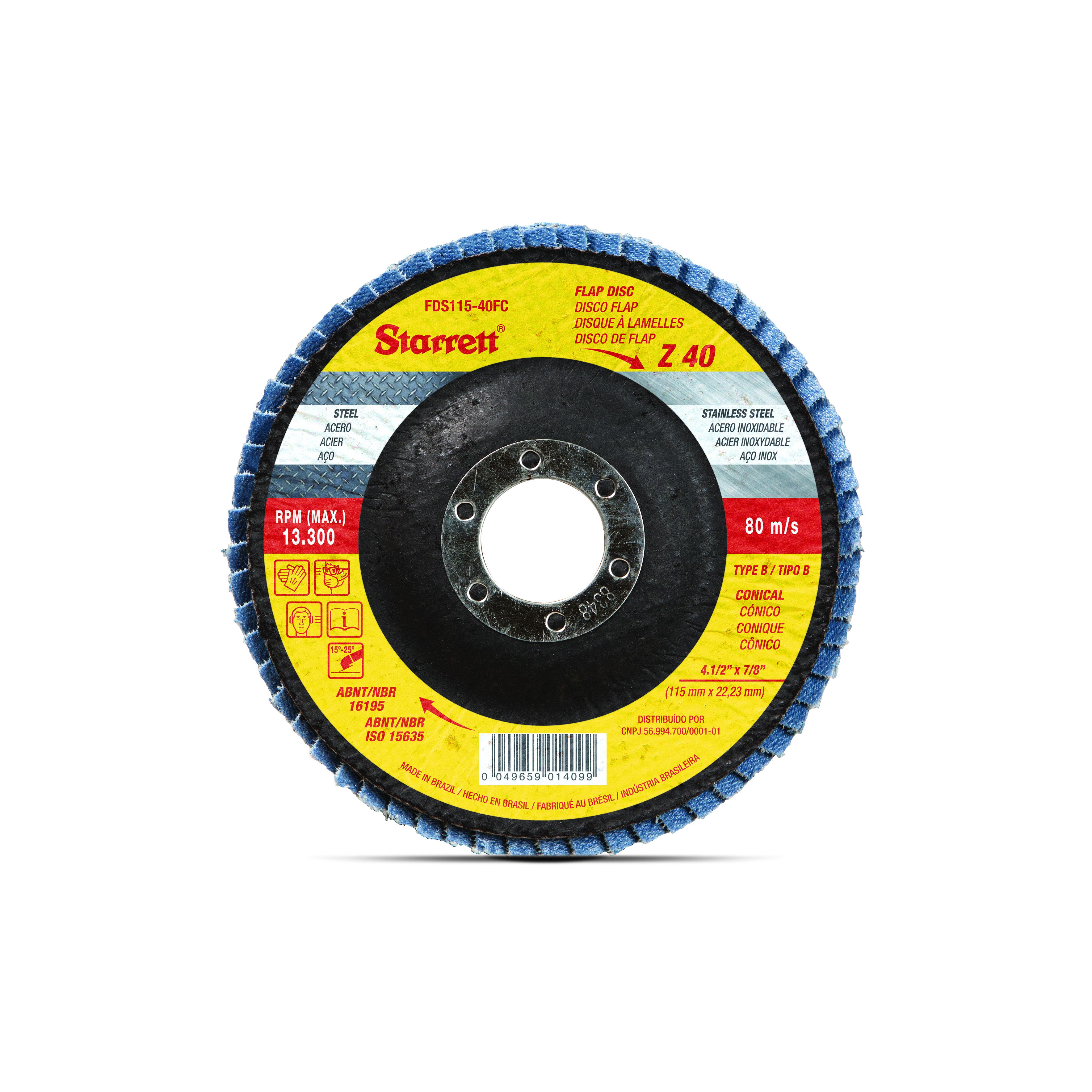 Disco Flap Reto 4.1/2”  G60 Zirconio