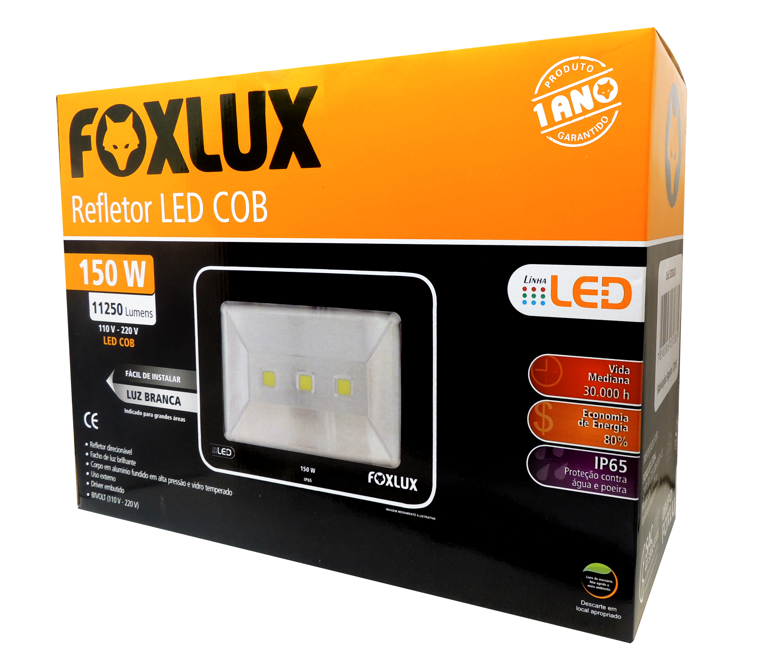 Refletor Led Pt 150w 6,5k Slim