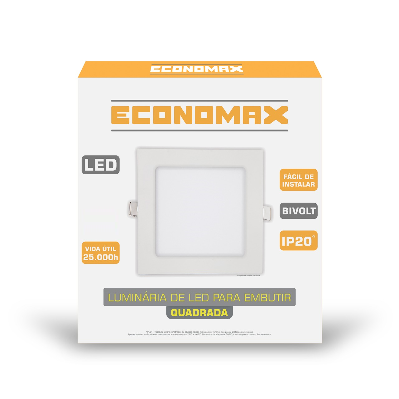 Painel Led Emb Quad 29,8cm 24w 6,5k Br