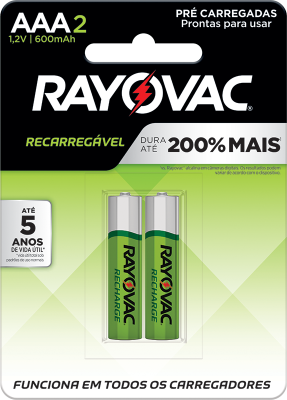 Pilha Recarregavel Aaa Palito C/2pc