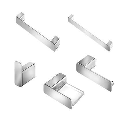 Kit P/Banheiro Metal Cr 5pc Flat