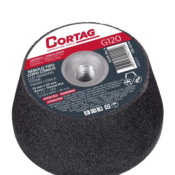 Rebolo Tipo Copo Conico 100mm M14 G080