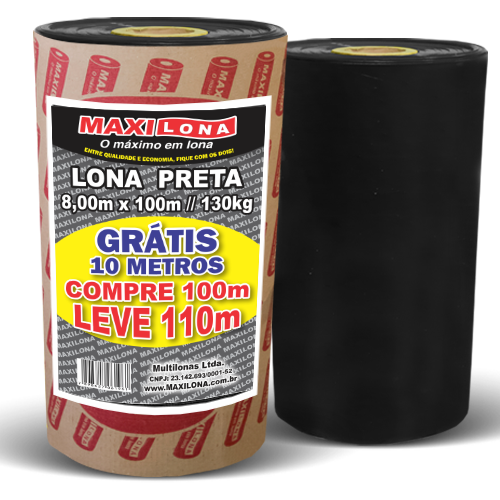 Lona Preta 8x100mt 130kg + 10mt Gratis