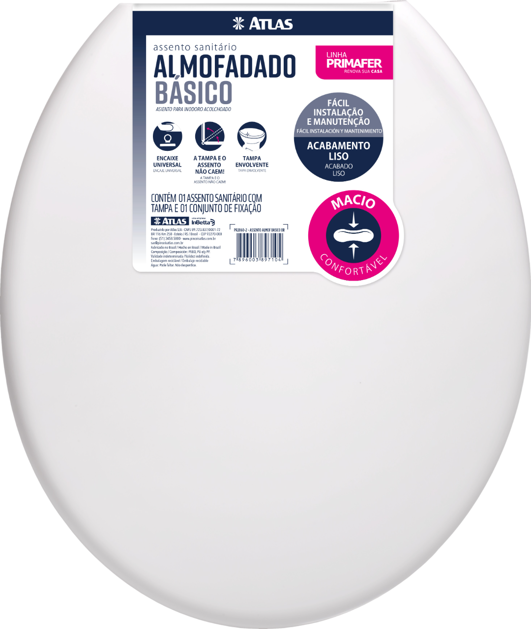 Assento Plast Almof Oval Br Basico