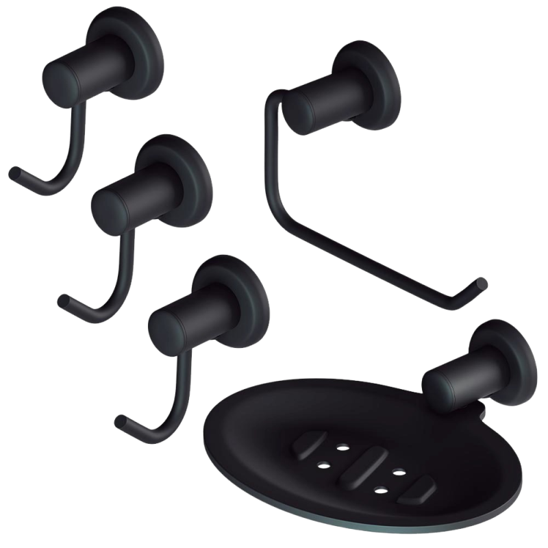 Kit P/Banheiro Metal Pt 5pc Turim