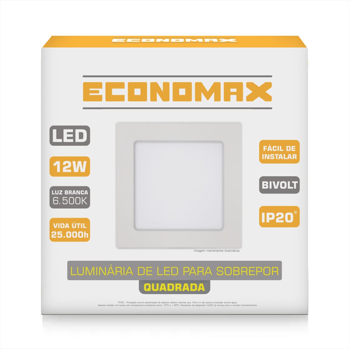 Painel Led Sob Quad 16cm 12w 6,5k Bv