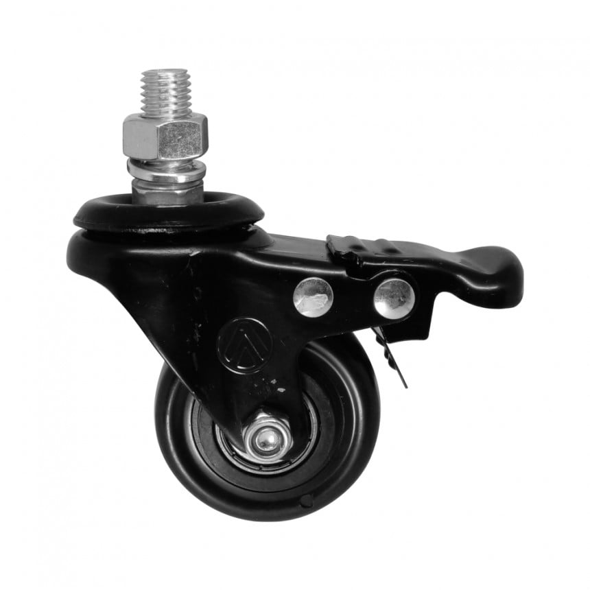 Rodizio Girat 2” Pvc Preto C/Par C/Freio