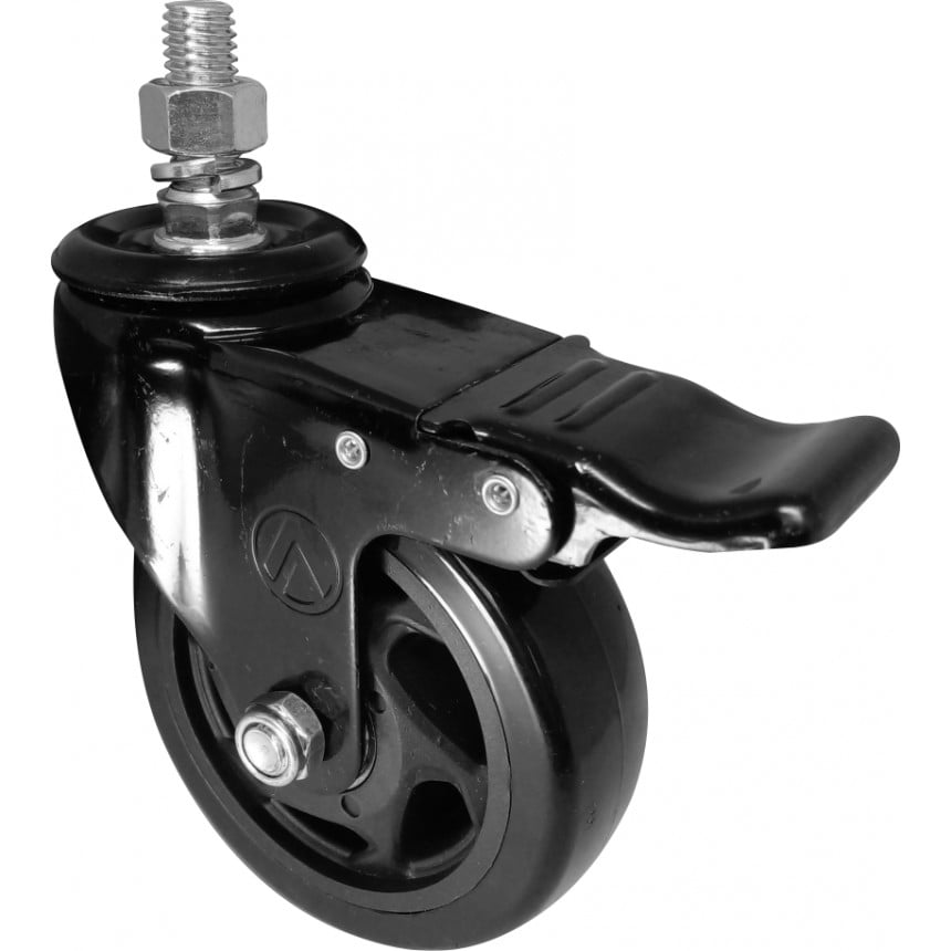 Rodizio Girat 4” Pvc Preto C/Par C/Freio