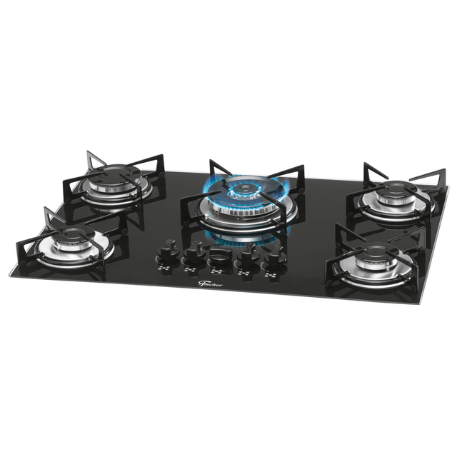 Fogao Cooktop 5b. T.Chama Vidro Pt Fit