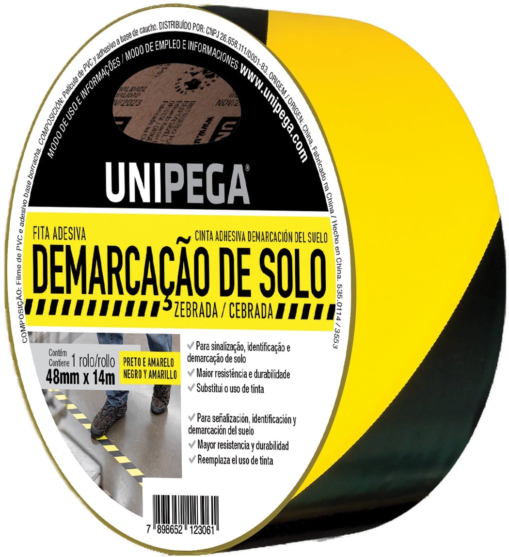 Fita Demarcacao Solo 48mmx14mt Pt/Am