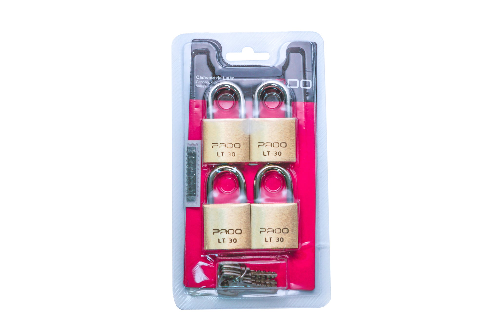 Cadeado Latao 30mm 4 Chaves Blist