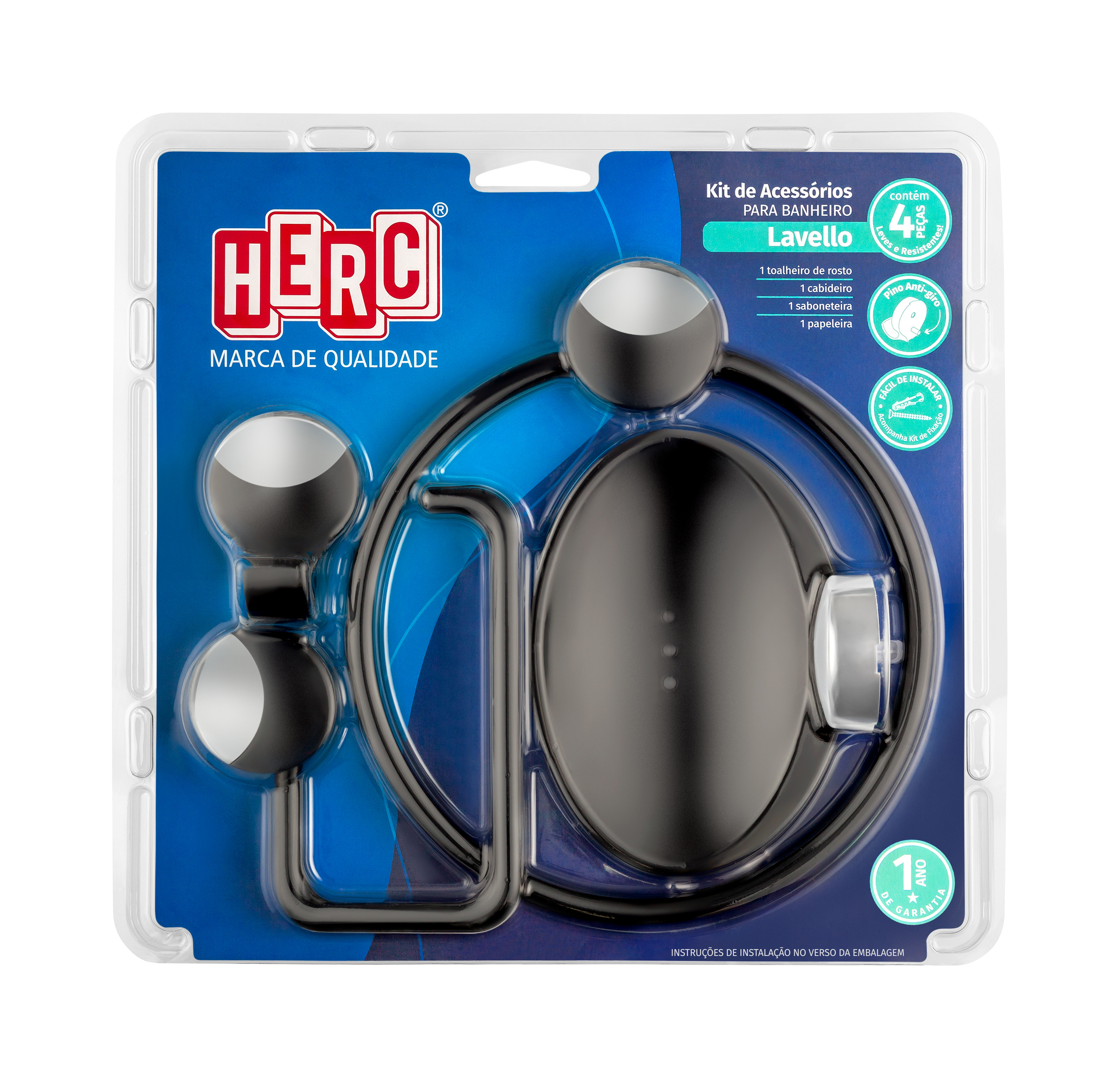 Kit P/Banheiro Abs Pt/Cr 4pc Lavello