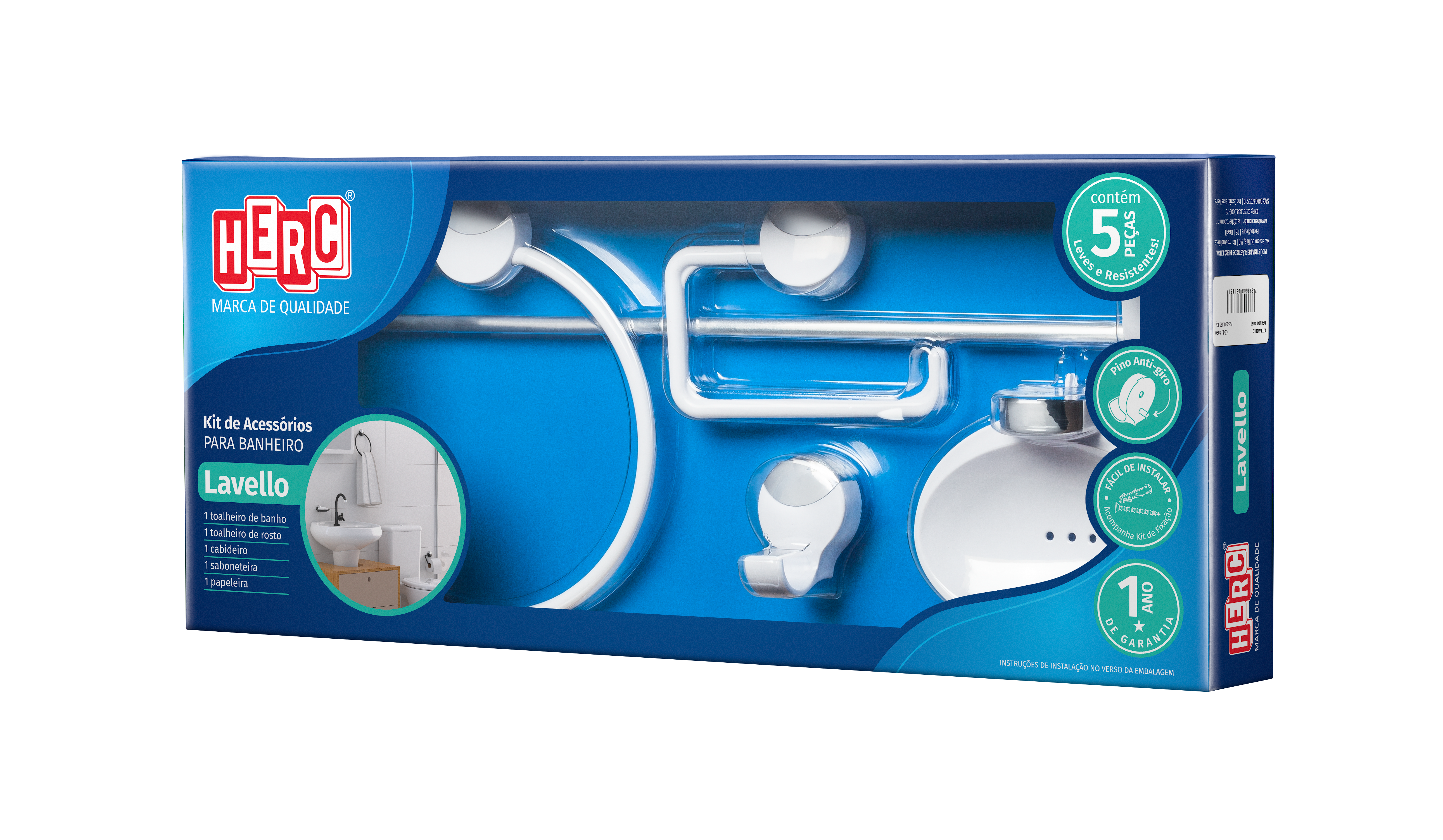 Kit P/Banheiro Abs Br/Cr 5pc Lavello