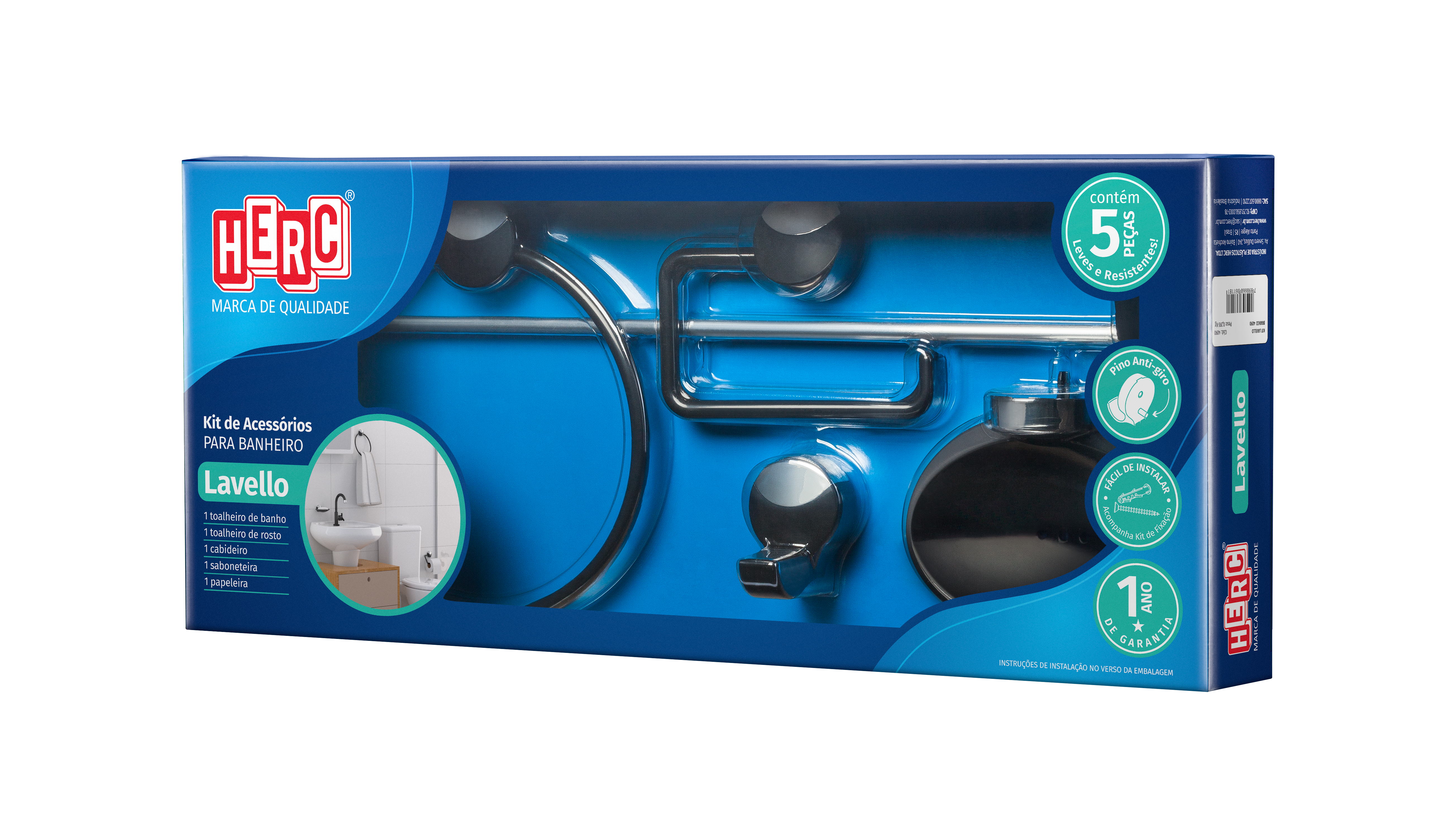 Kit P/Banheiro Abs Pt/Cr 5pc Lavello