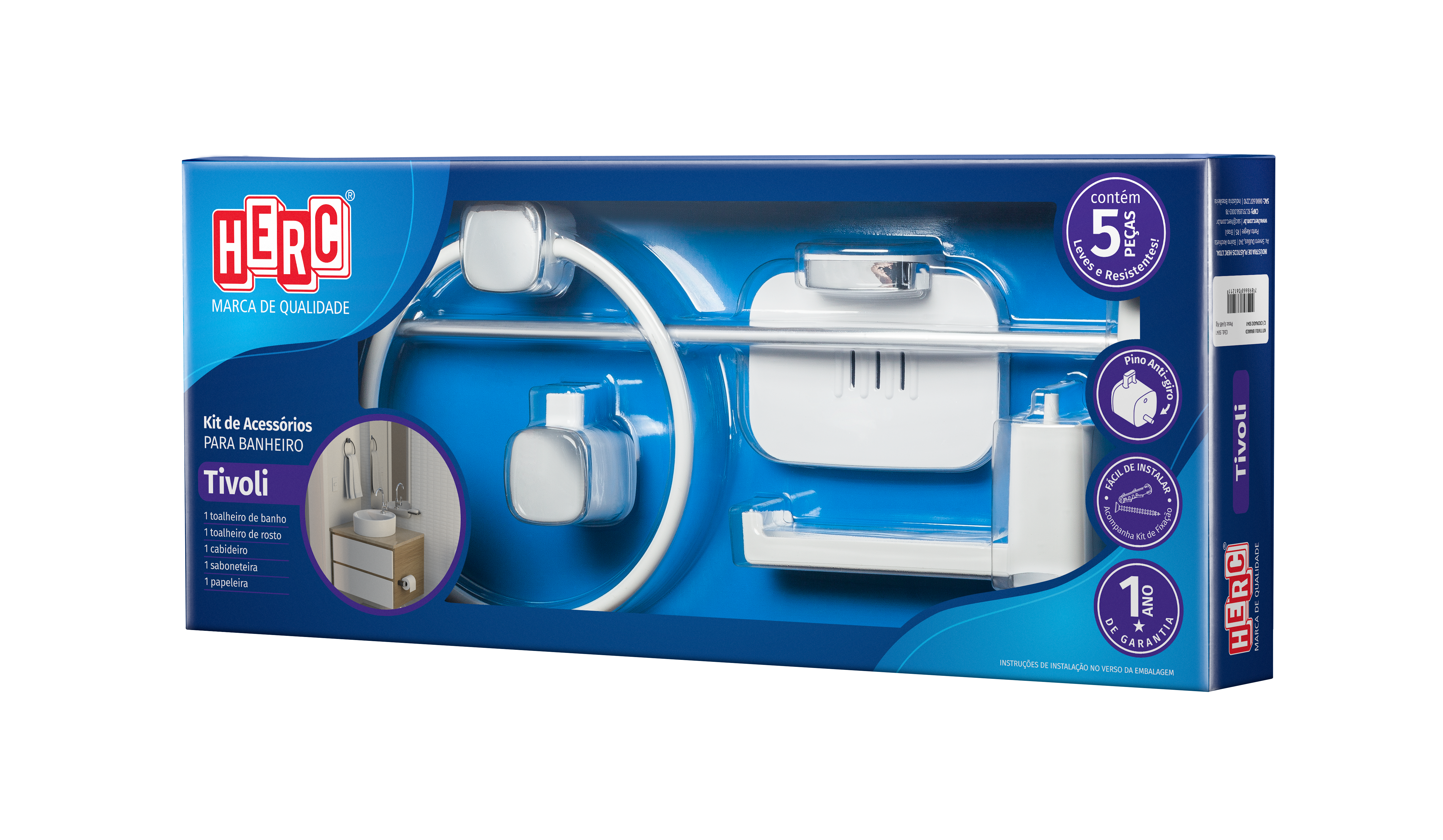 Kit P/Banheiro Abs Br/Cr 5pc Tivoli