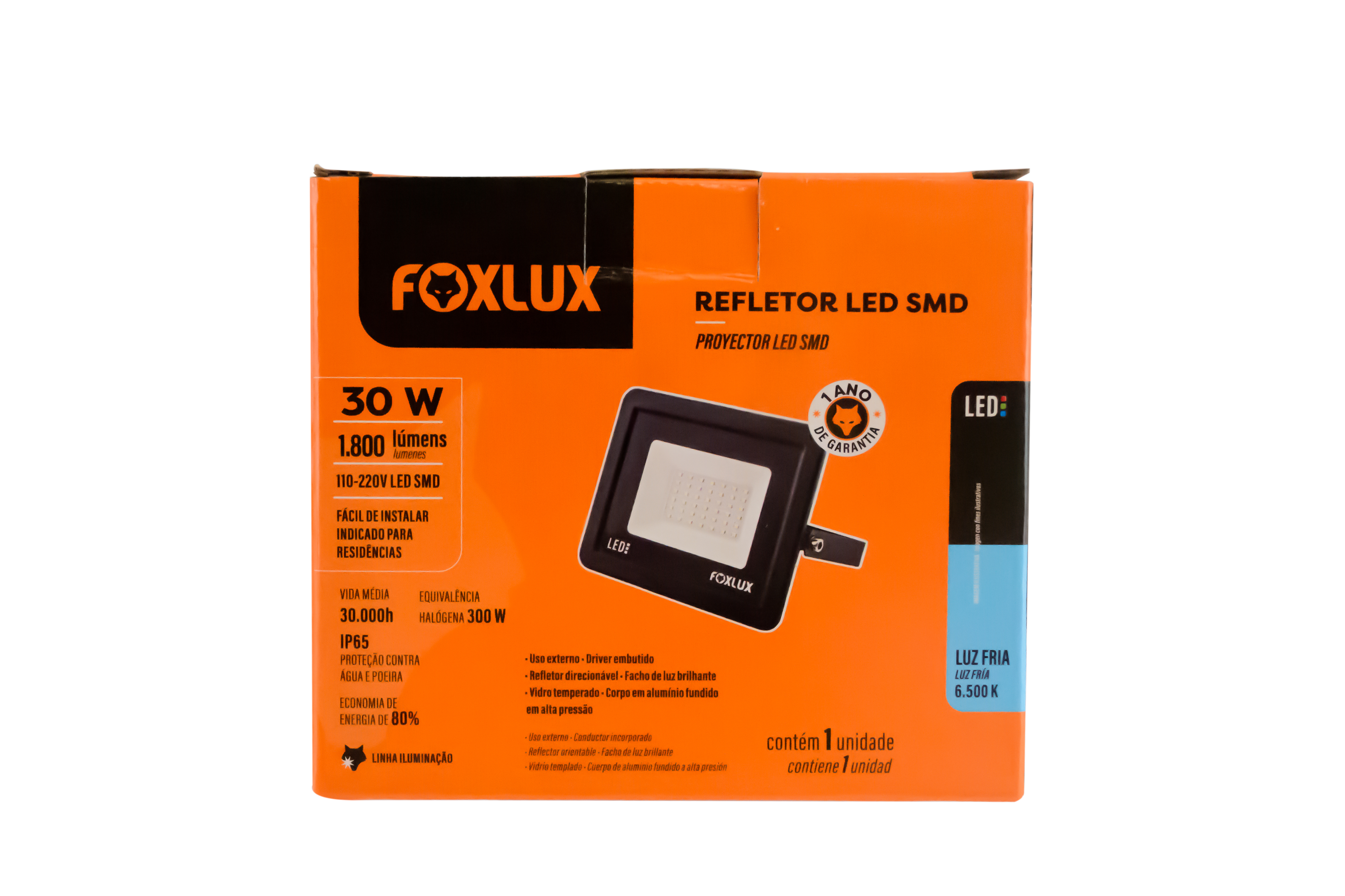 Refletor Led Pt  30w 6,5k Slim