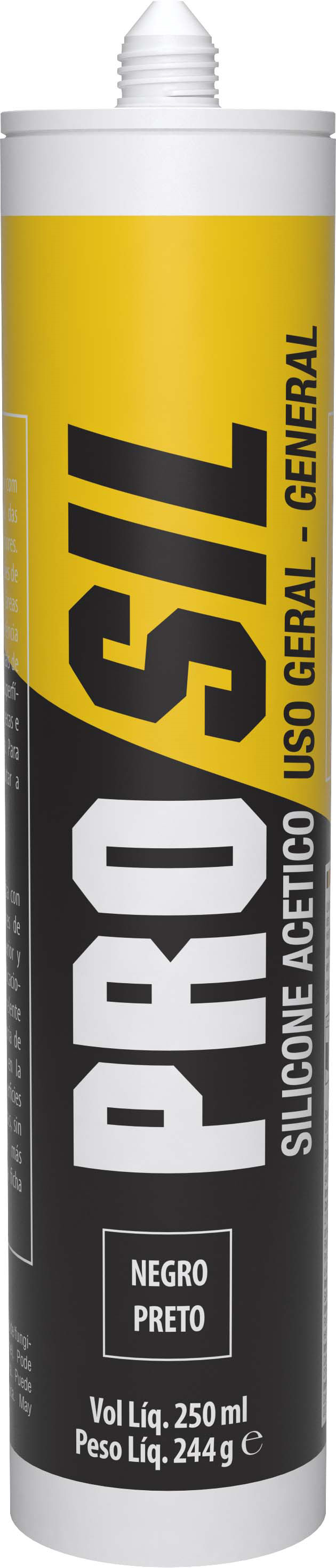 Silicone Acetico Preto 244gr Pro Sil