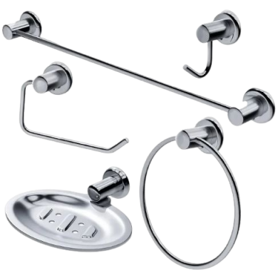 Kit P/Banheiro Metal Cr 5pc Turim Plus
