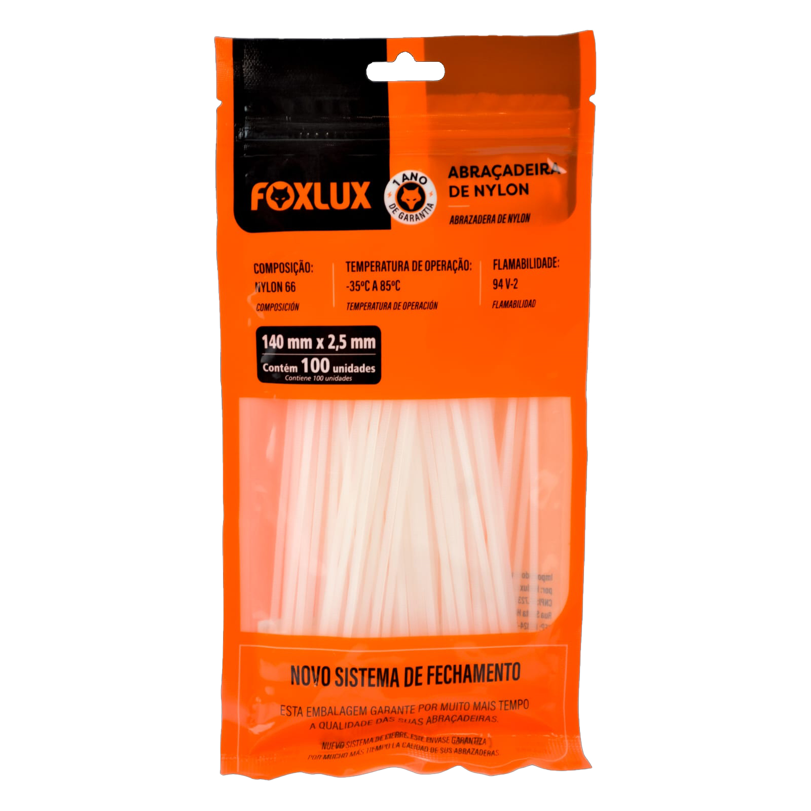 Abracadeira Nylon Br 140x2,5mm 100un