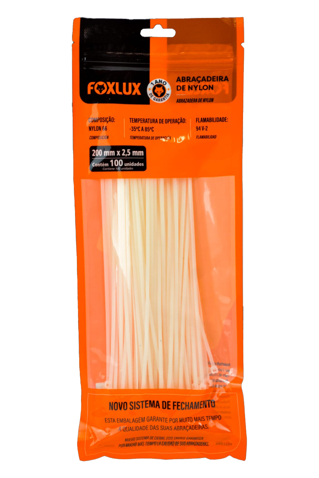 Abracadeira Nylon Br 200x2,5mm 100un