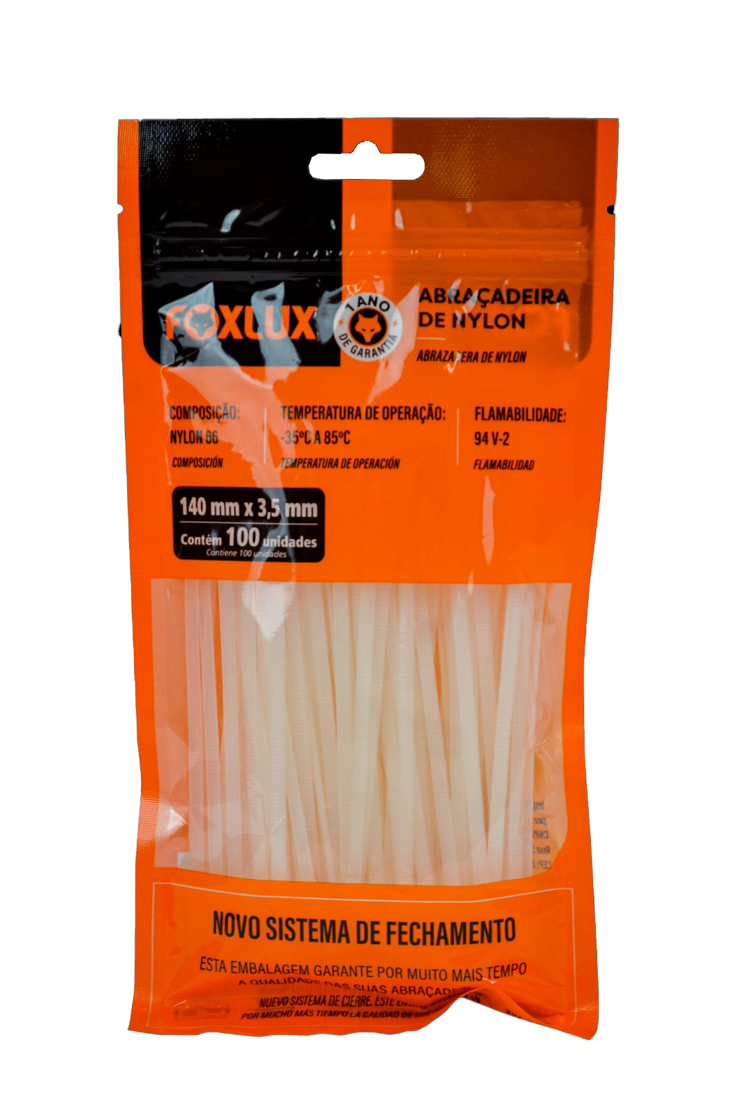 Abracadeira Nylon Br 140x3,5mm 100un