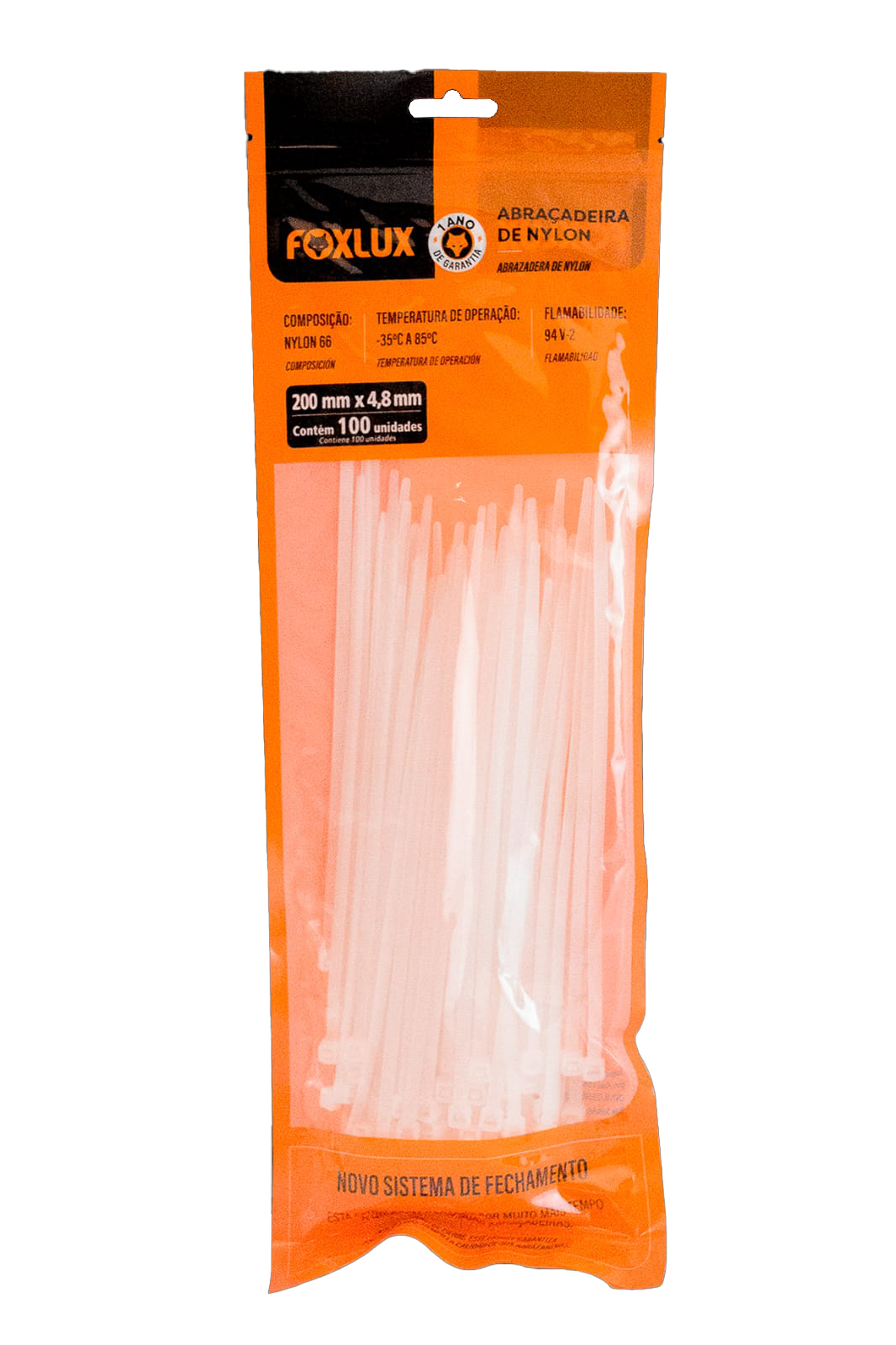 Abracadeira Nylon Br 200x4,8mm 100un