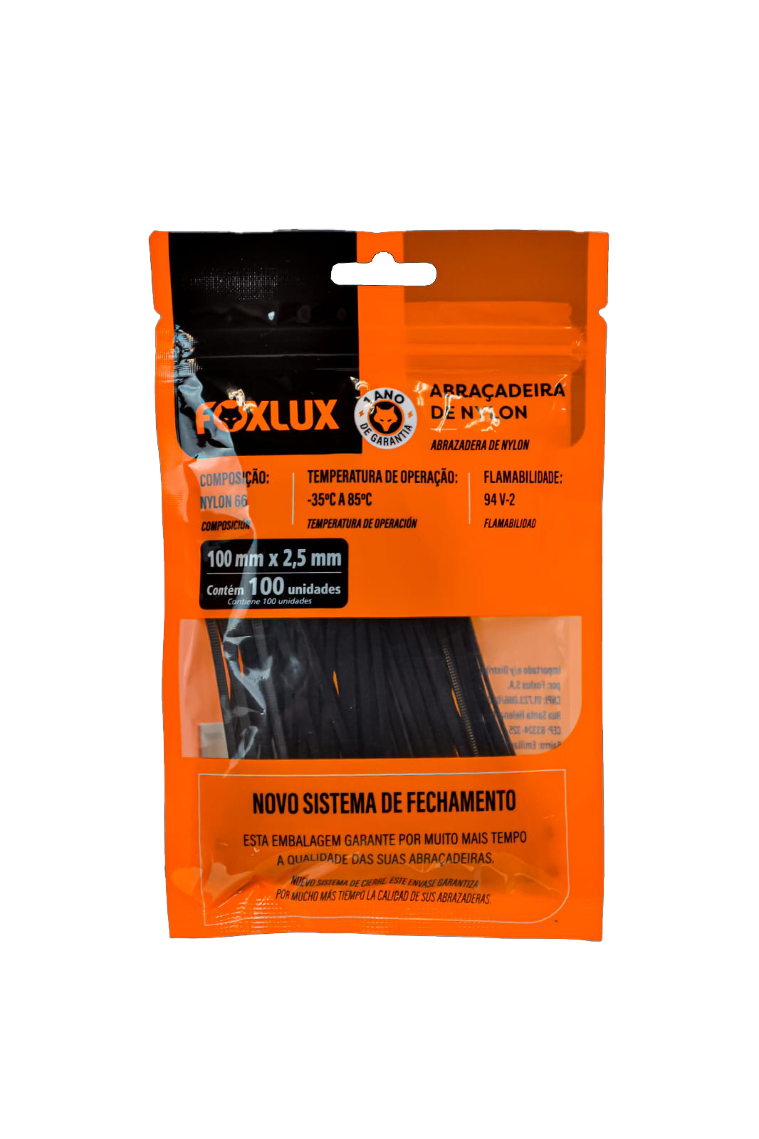 Abracadeira Nylon Pr 100x2,5mm 100un