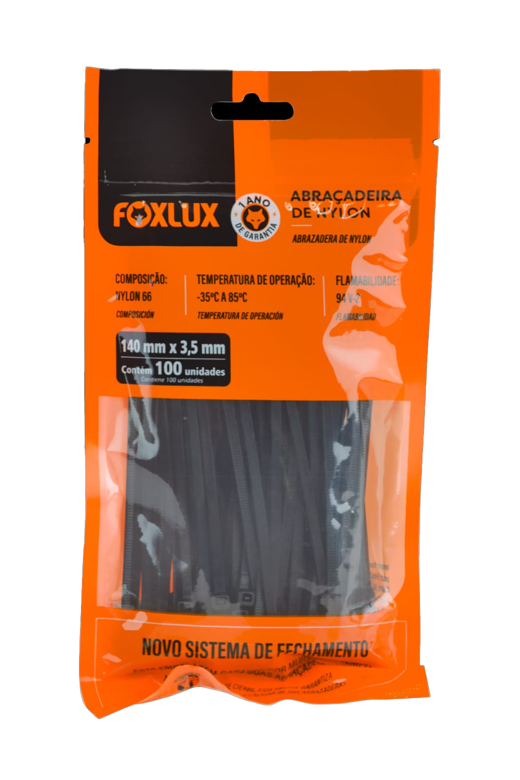 Abracadeira Nylon Pr 140x3,5mm 100un
