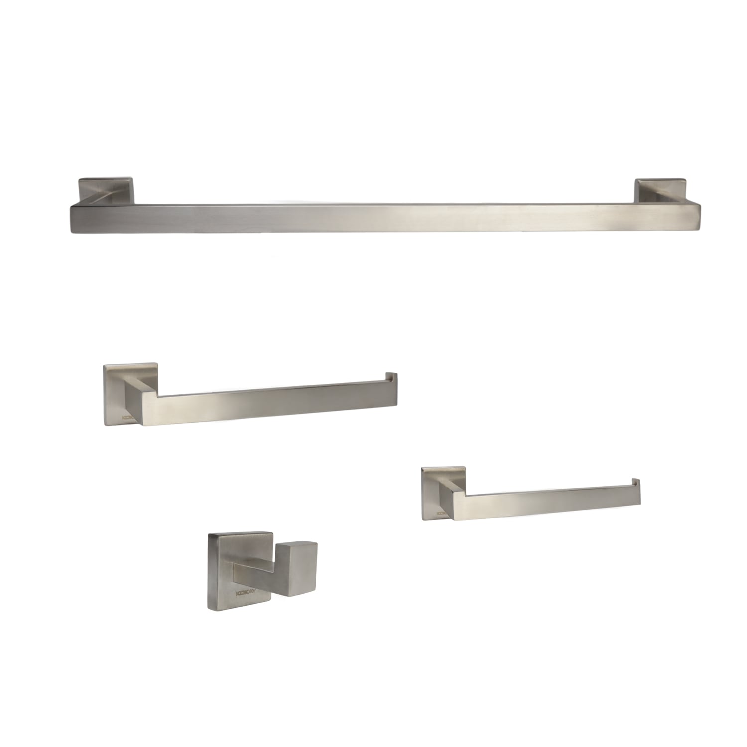 Kit P/Banheiro Inox Escov Prata 4pc Quad