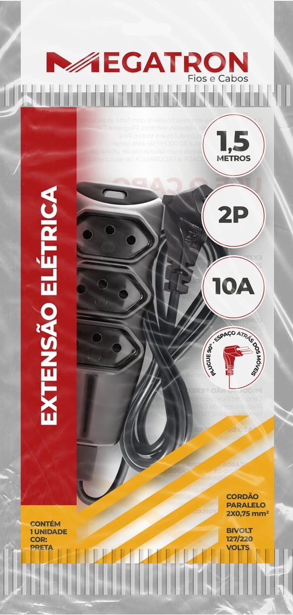 Extensao Pl 2p 90 2x0,75  1,5m Pt