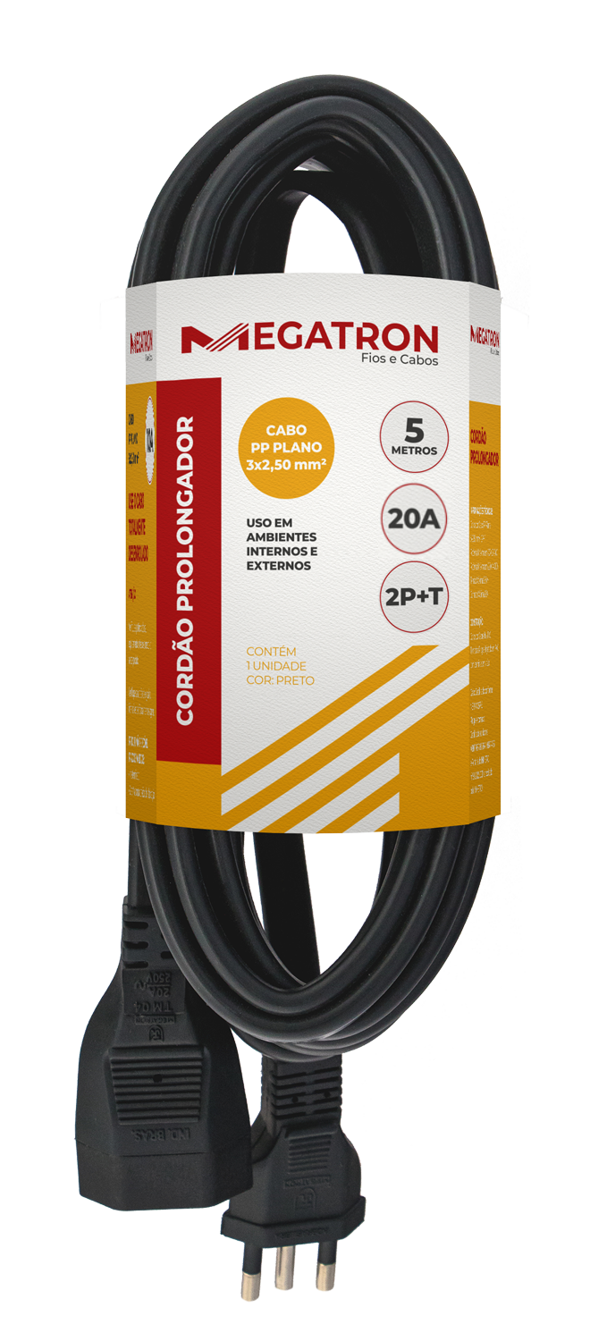 Cordao Prolong Pp 3x2,5mm 5mt Pt