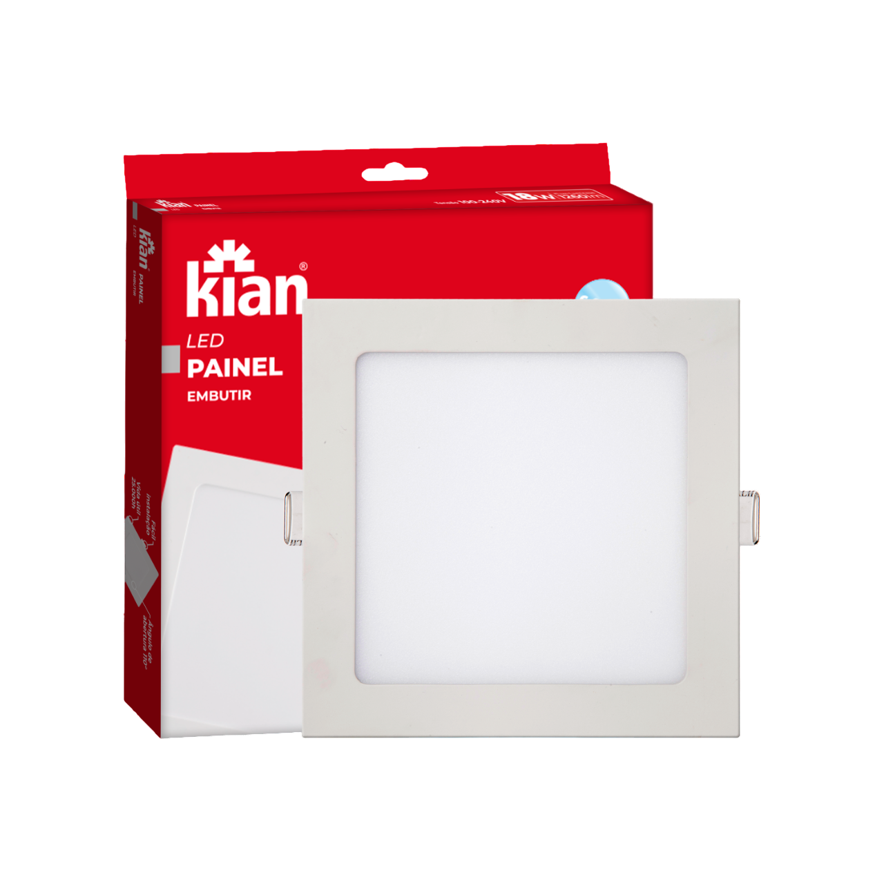 Painel Led Emb Quad 22cm 18w 6k Br Eco