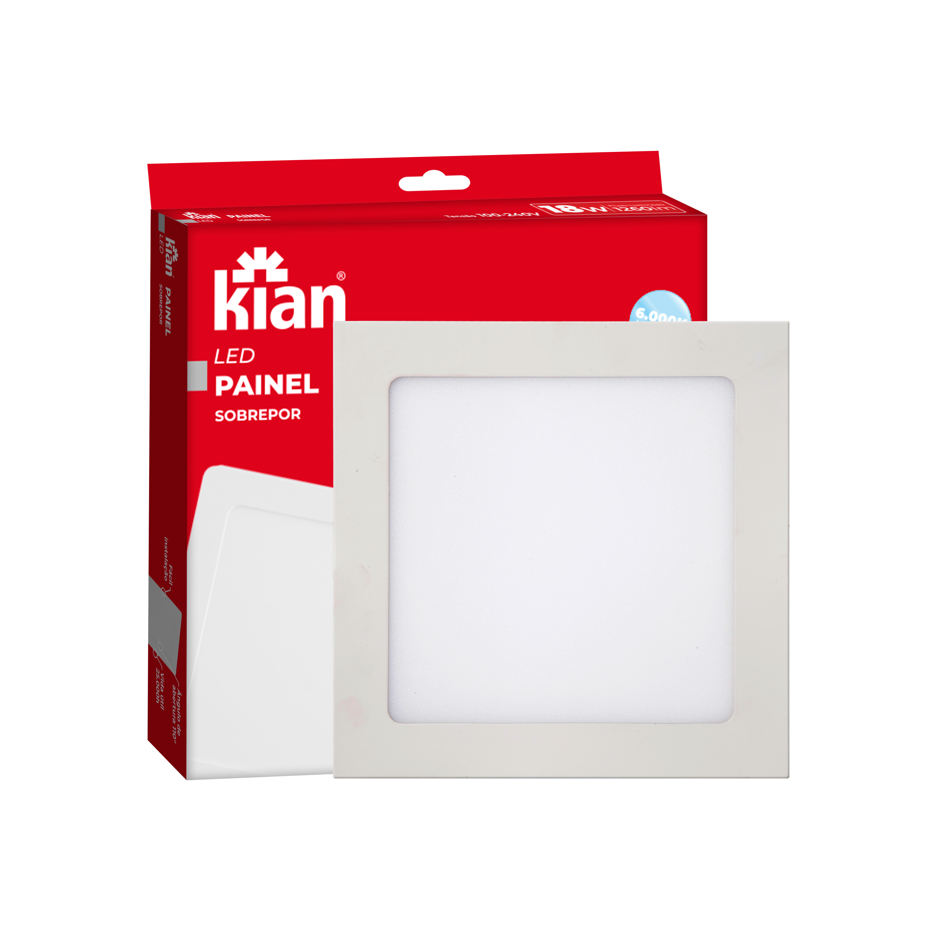 Painel Led Sob Quad 20,6cm 18w 6k Br Eco