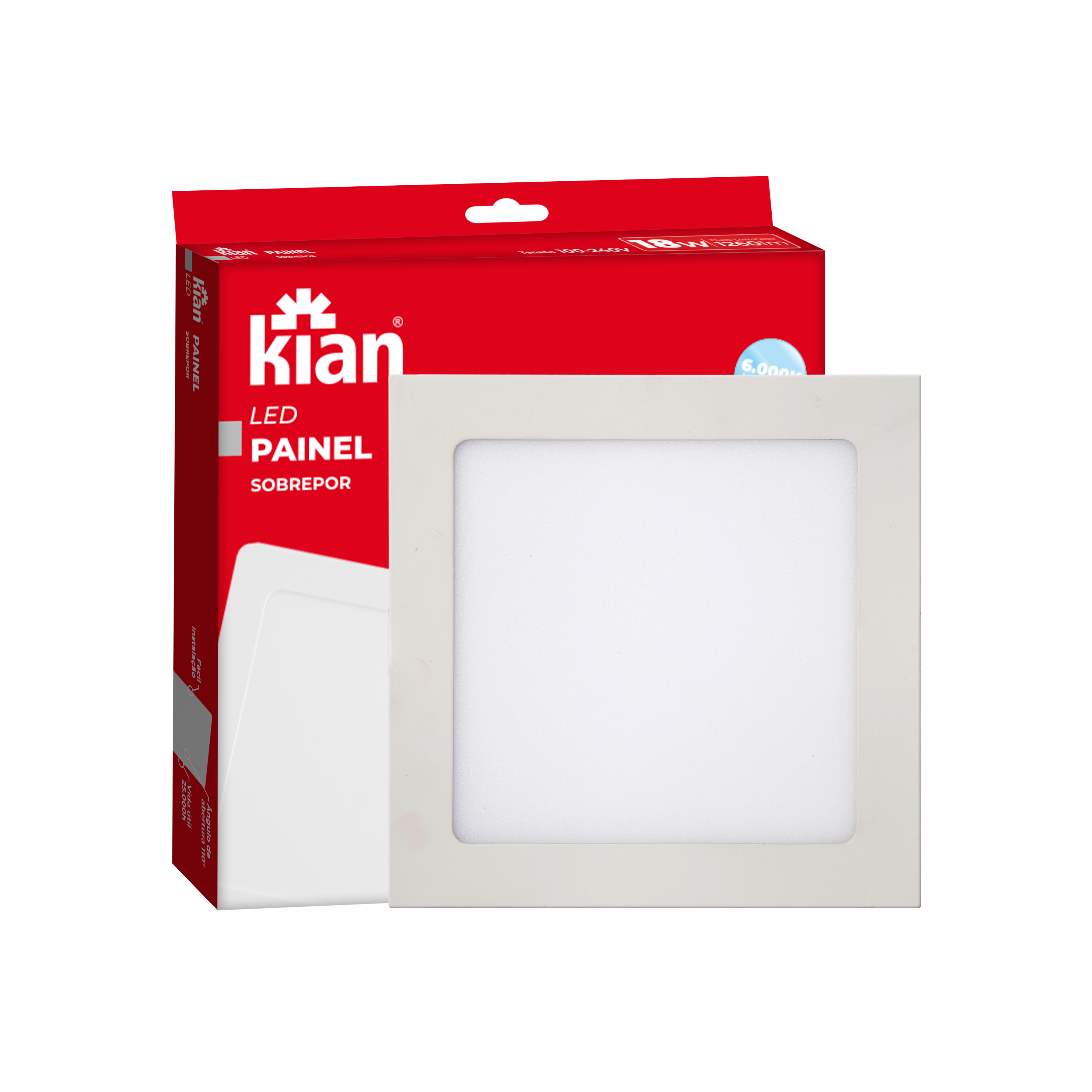 Painel Led Sob Quad 40cm 32w 6k Br Eco