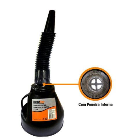 Funil Plast C/Bico Flex C/Peneira 4”