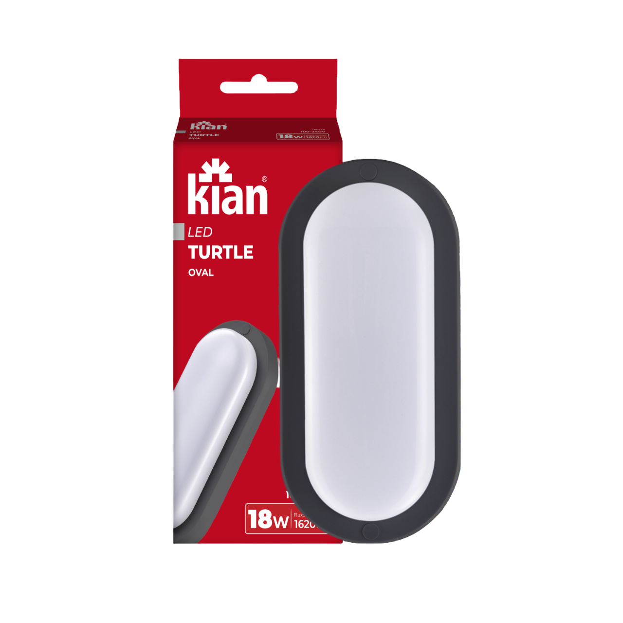 Tartaruga Led Plastica Oval 18w 6,5k Pt