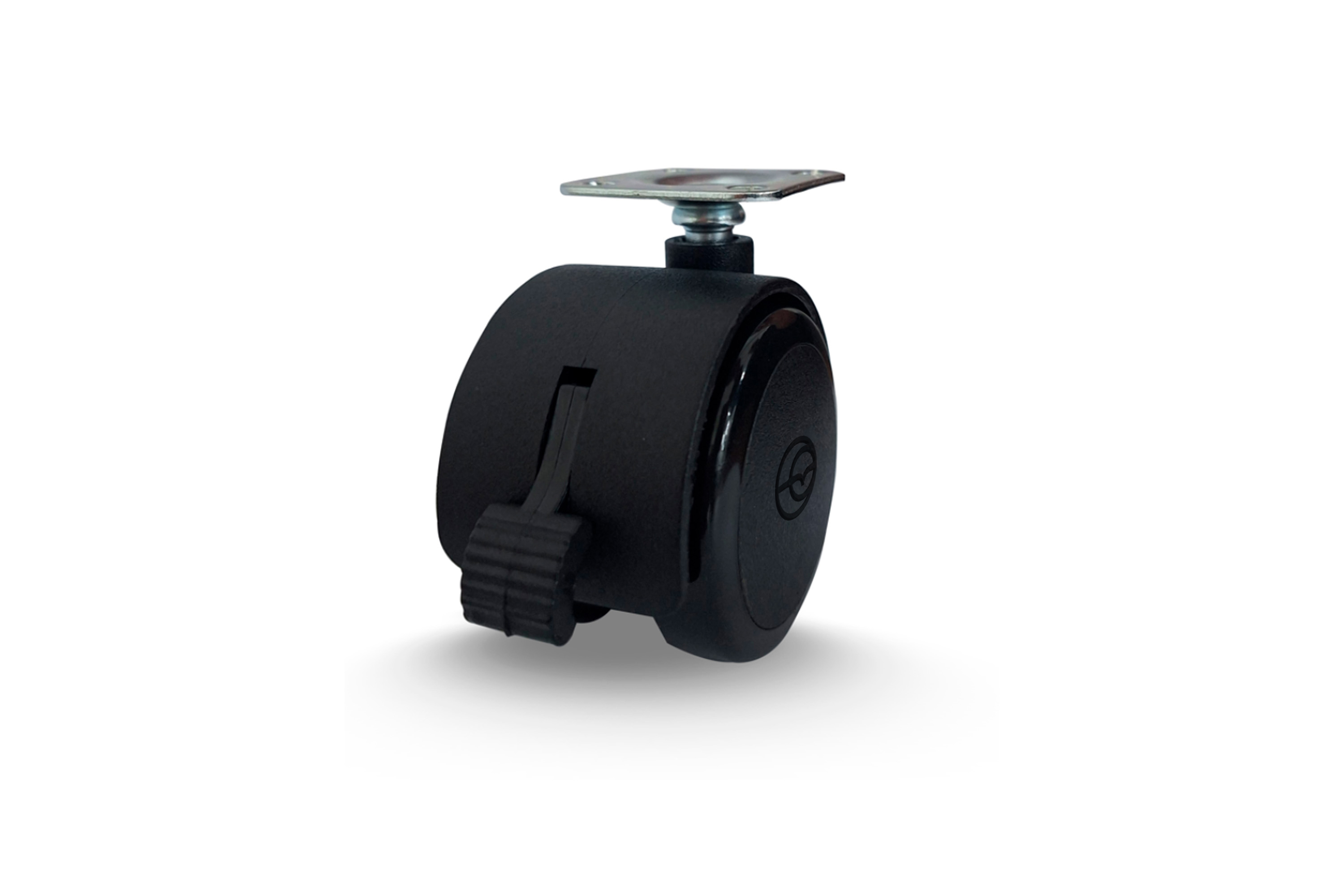Rodizio Girat 50mm Pvc Preto Placa C/Fre